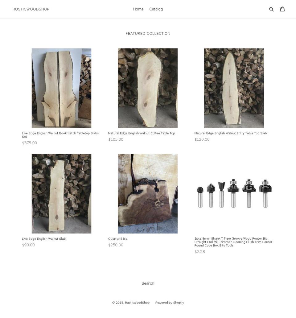 rusticwoodshop.com — Shopify storefront screenshot