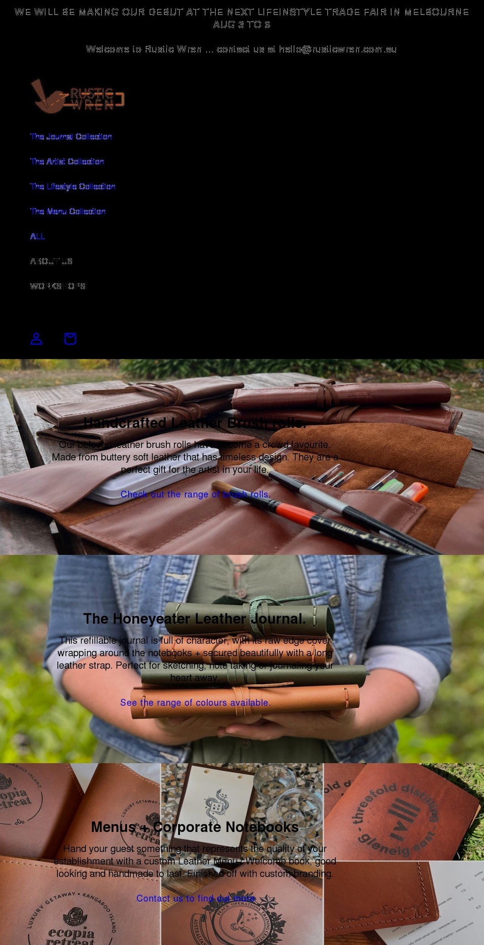 rusticwren.com.au shopify website screenshot