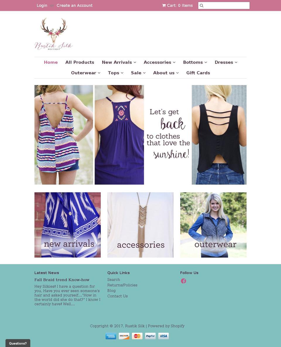 rustiksilk.com shopify website screenshot