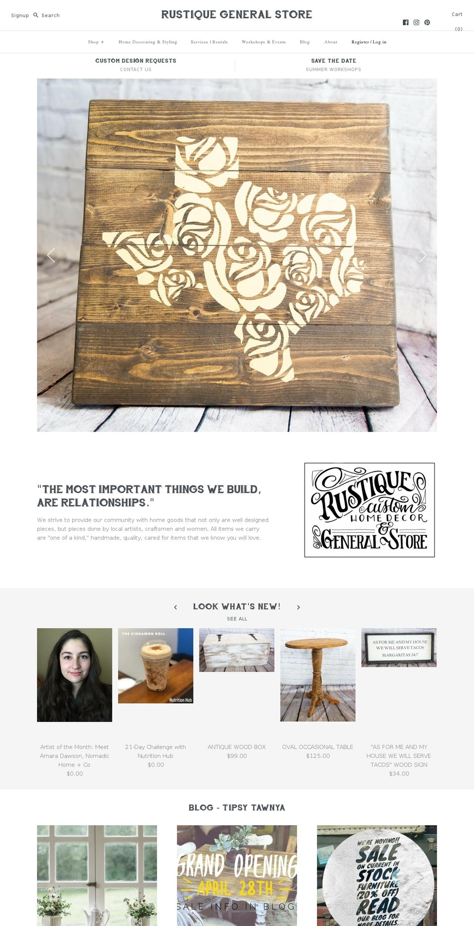 rustiquegeneralstore.com — Shopify storefront screenshot