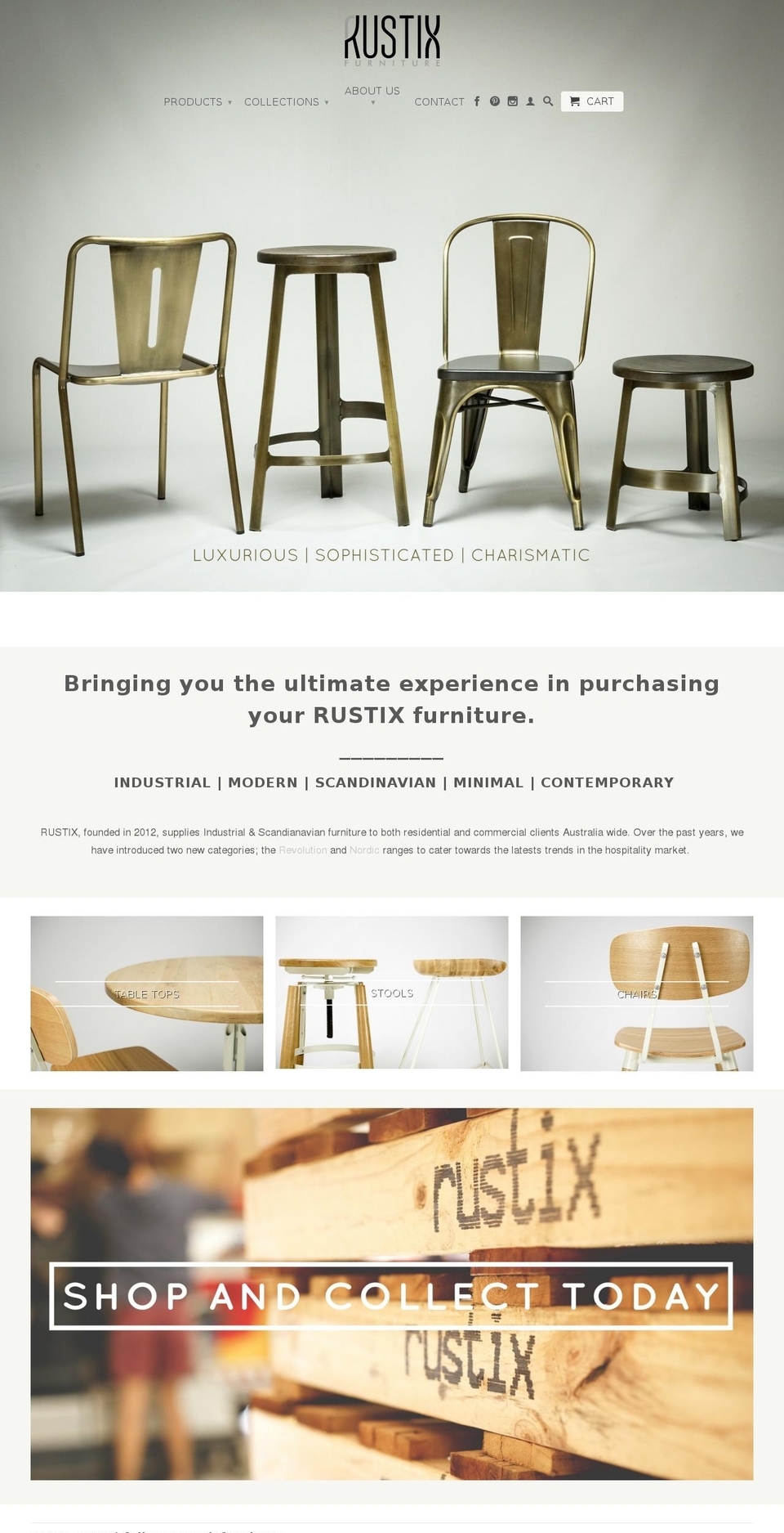 rustixfurniture.com shopify website screenshot