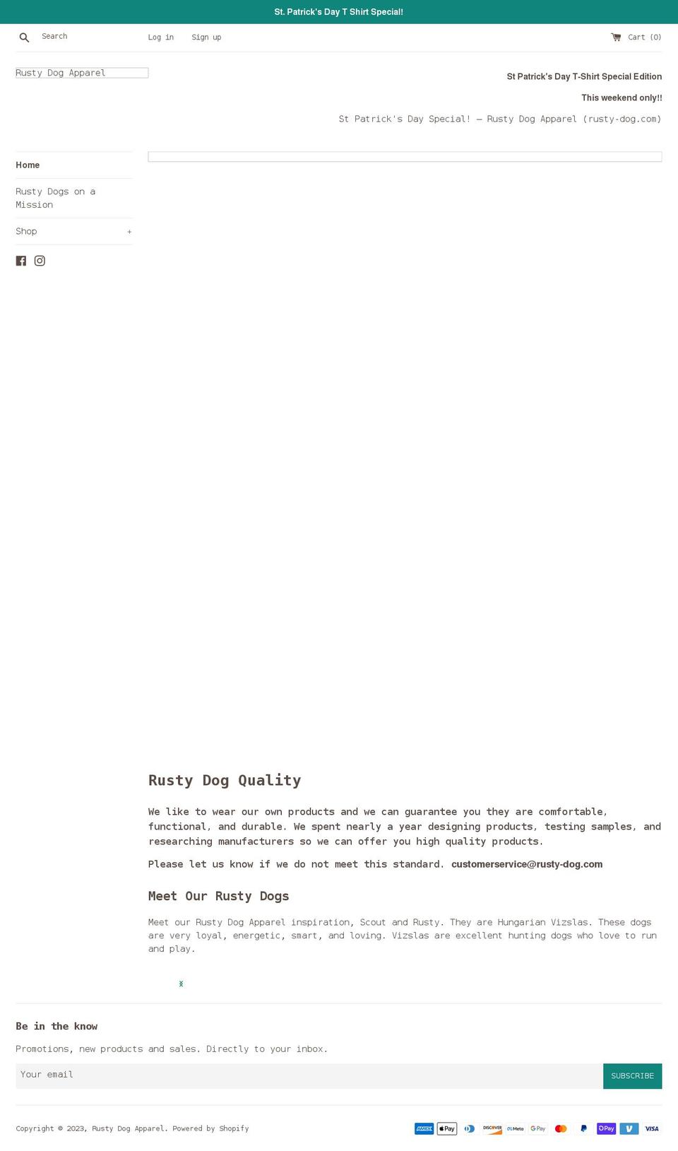 rusty-dog.com shopify website screenshot