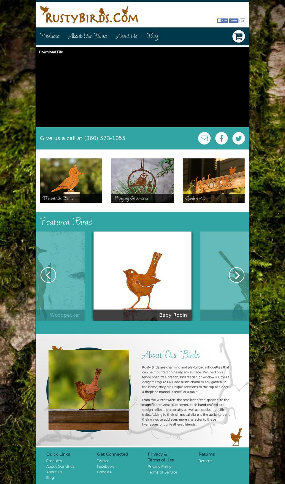 Origin Shopify theme site example rustybirds.com