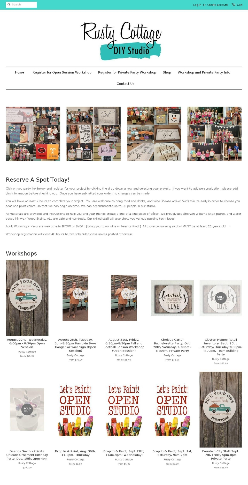 rustycottagetn.com shopify website screenshot