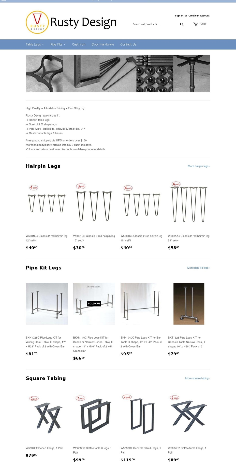 rustydesignusa.com — Shopify storefront screenshot