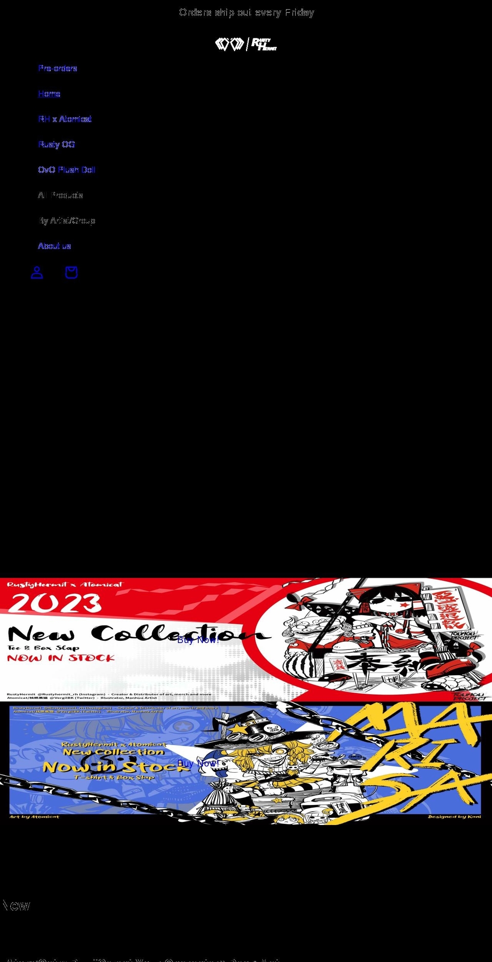 rustyhermit.com shopify website screenshot