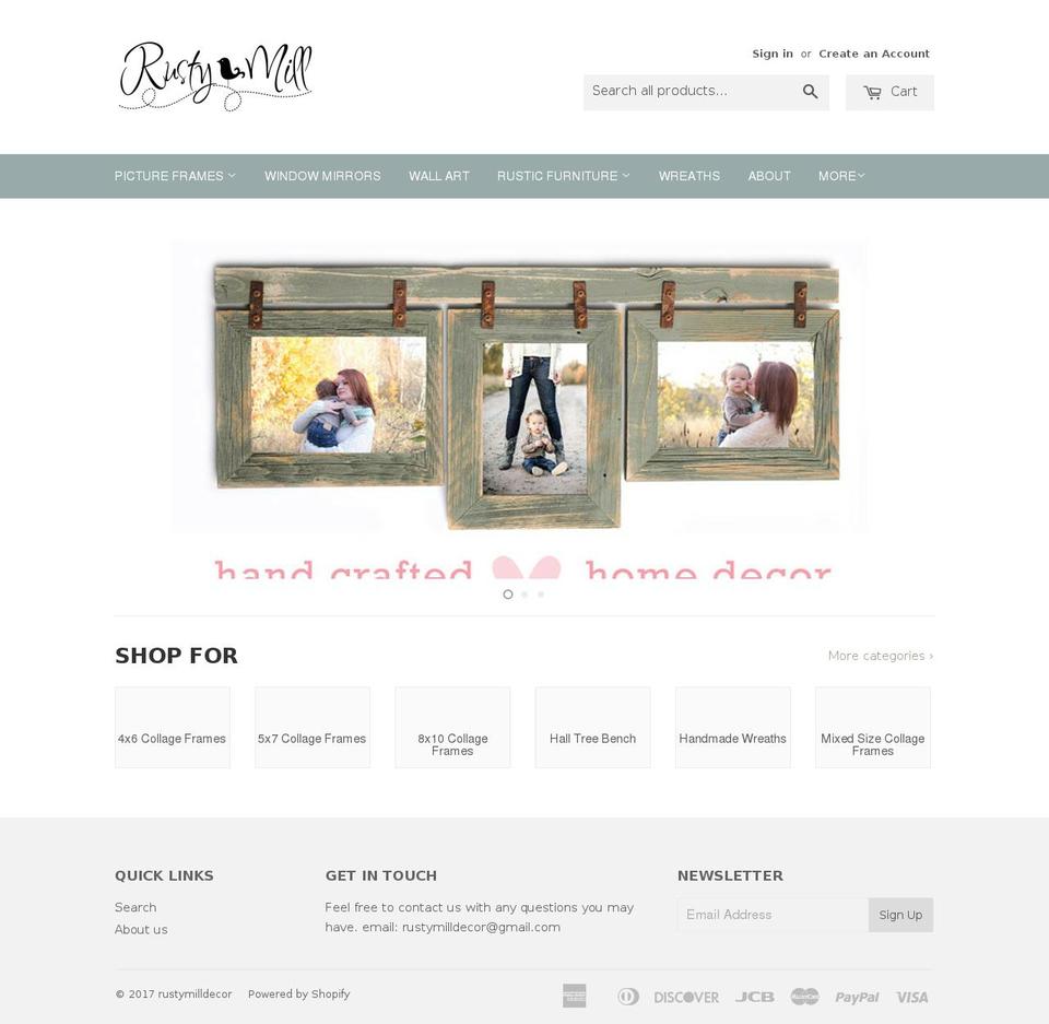 rustymilldecor.com shopify website screenshot