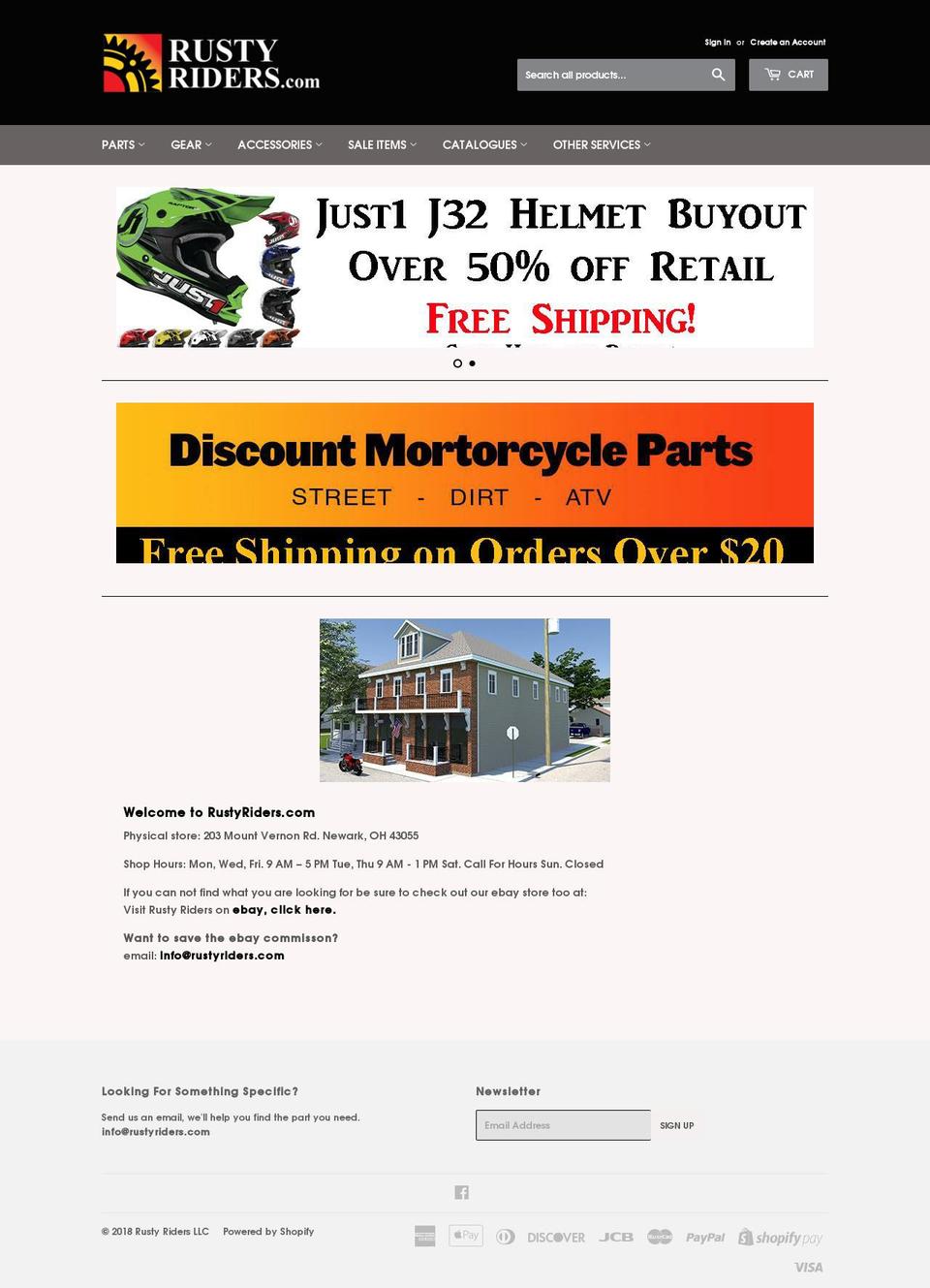 rustyriders.com — Shopify storefront screenshot
