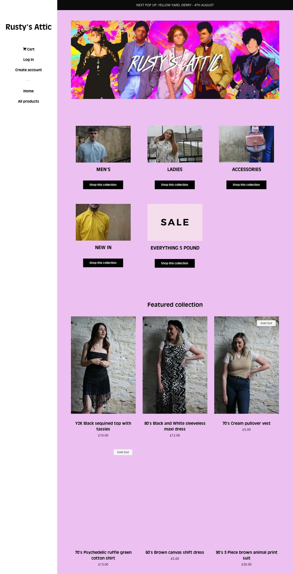 rustysattic.com shopify website screenshot