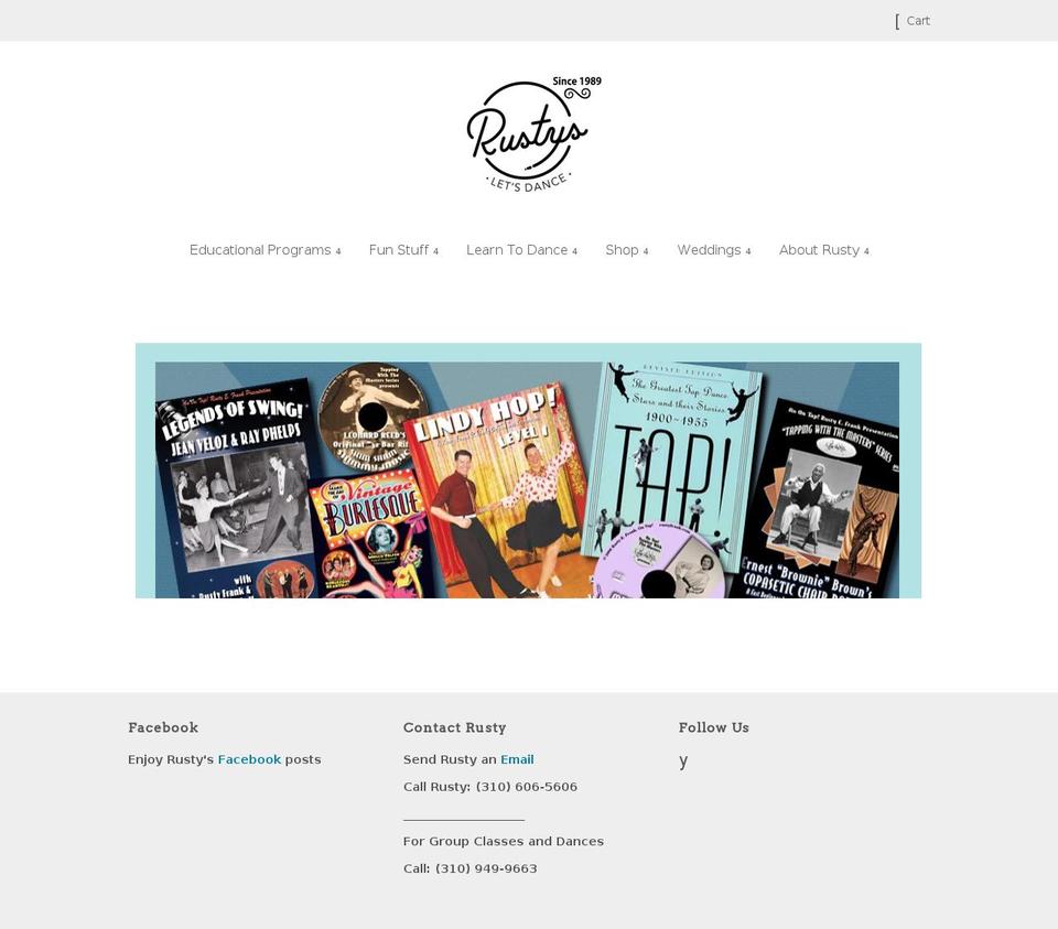 rustysdanceshop.com — Shopify storefront screenshot