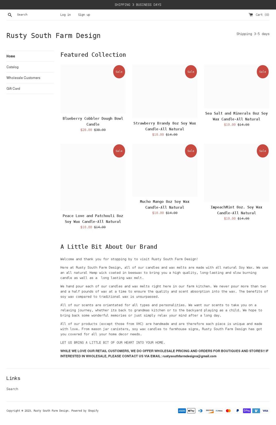 rustysouthfarmdesign.com shopify website screenshot