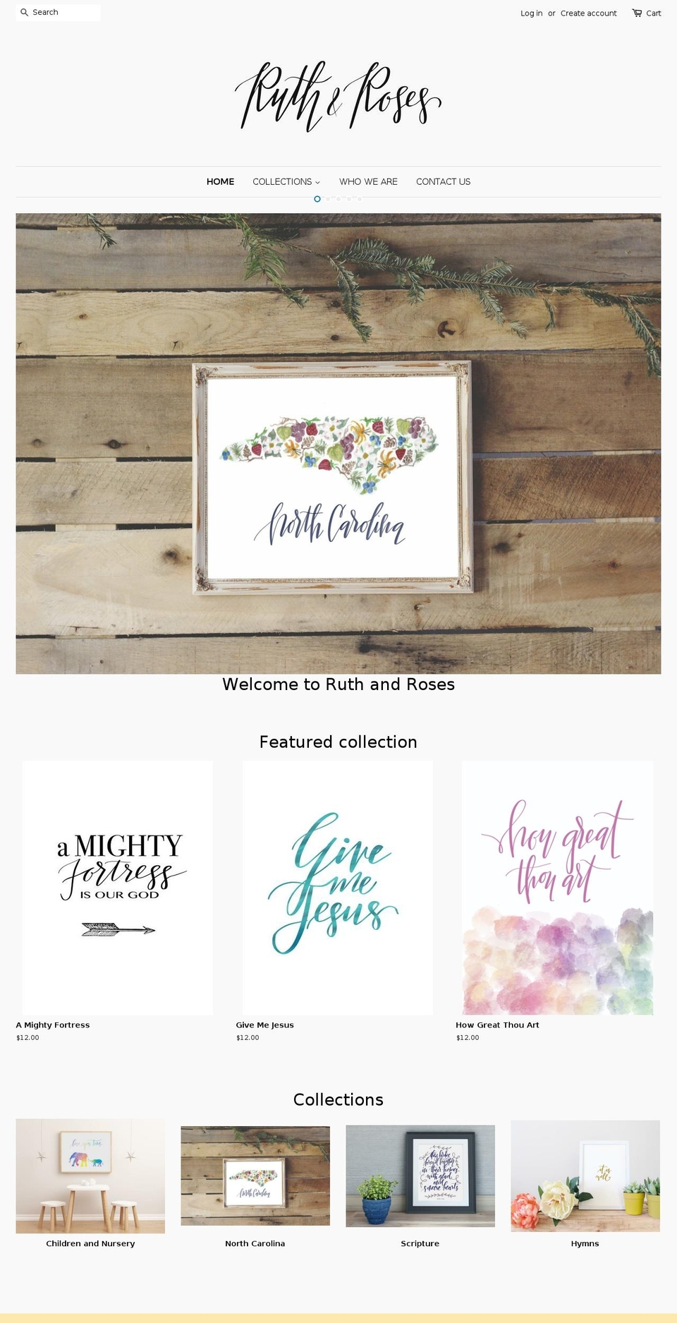 ruthandroses.com — Shopify storefront screenshot