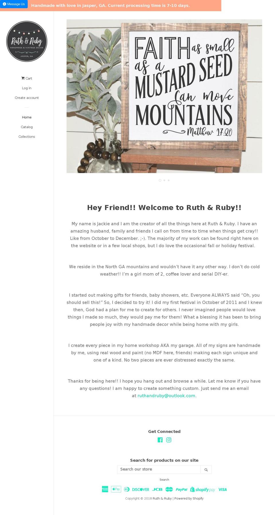 ruthandruby.com — Shopify storefront screenshot