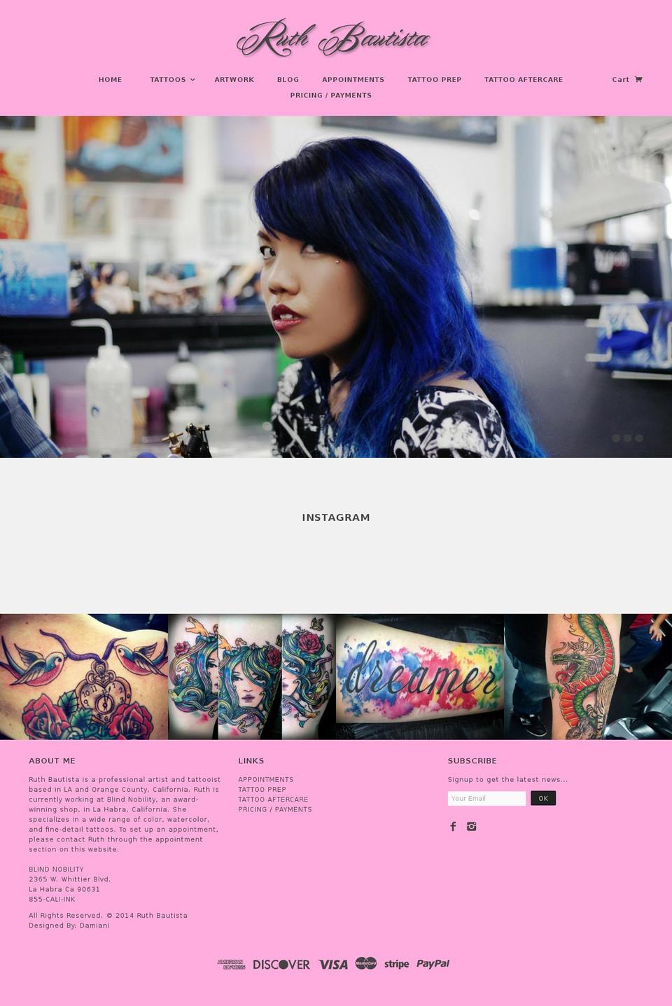 ruthbautista.com shopify website screenshot