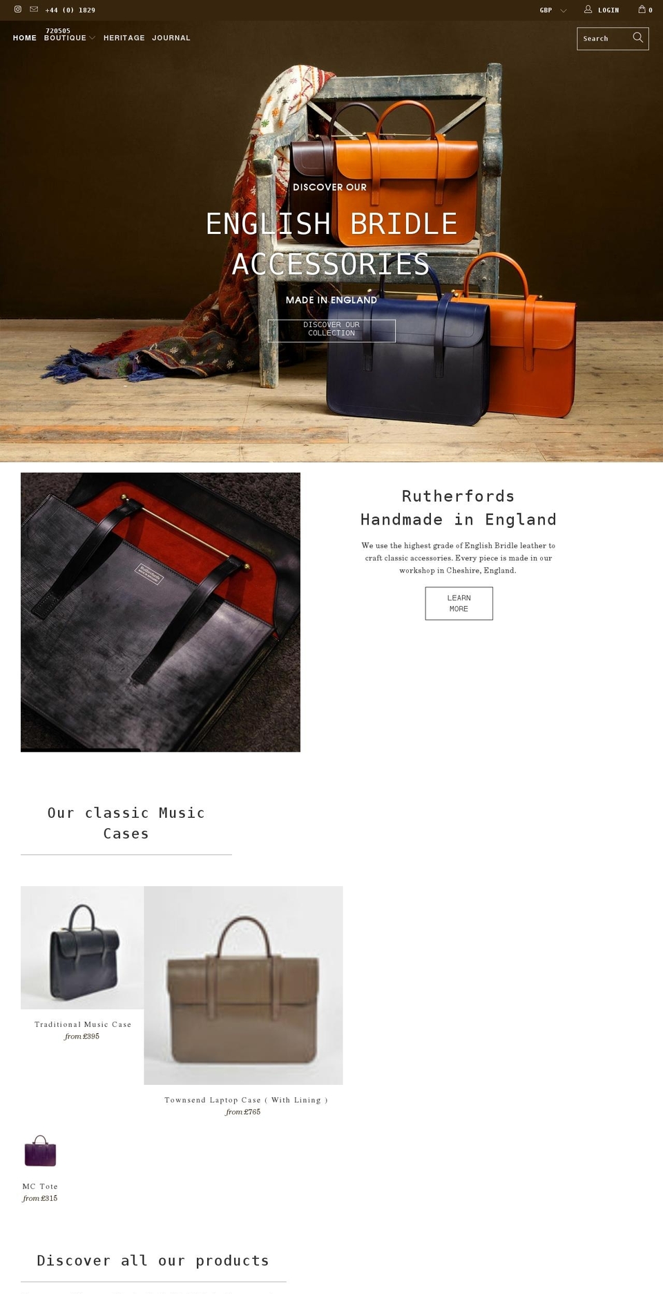 rutherfordsengland.com shopify website screenshot