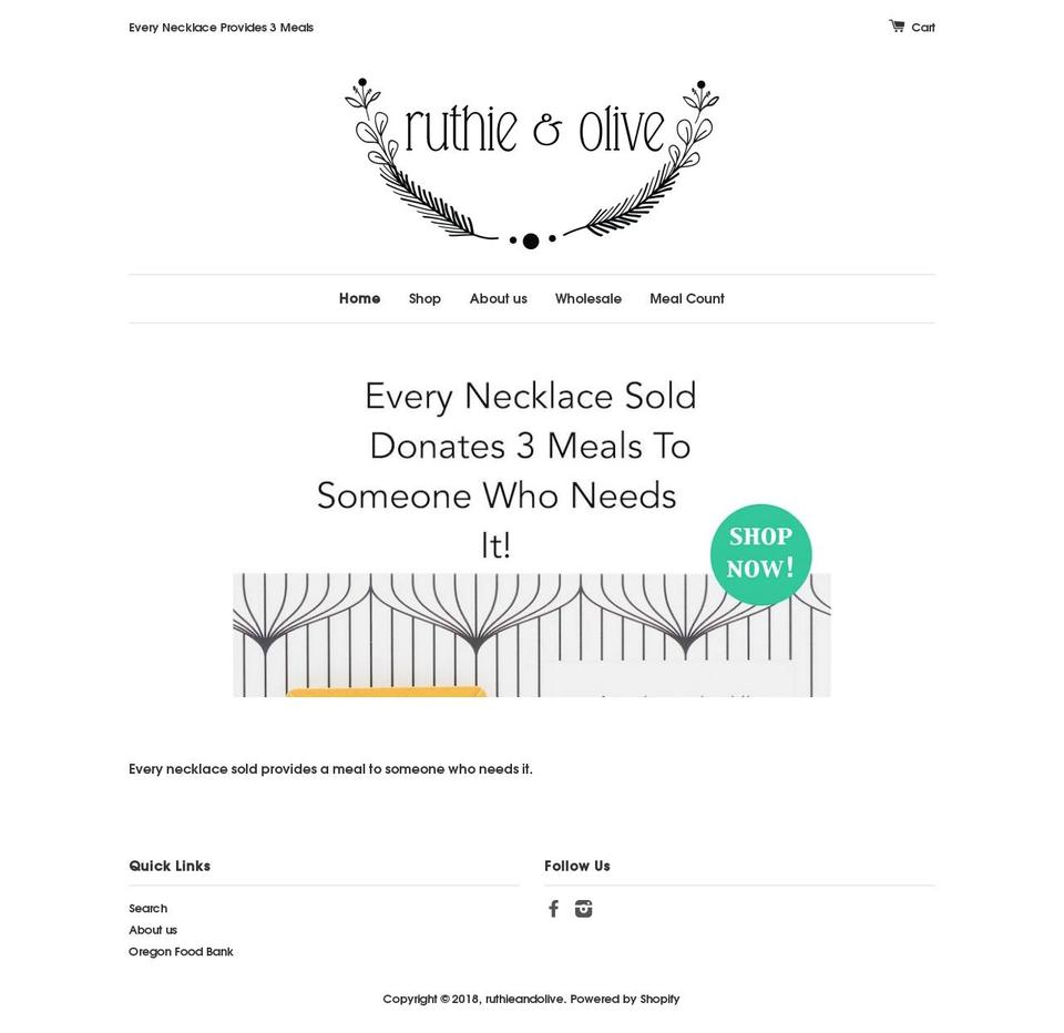 ruthieandolive.com shopify website screenshot