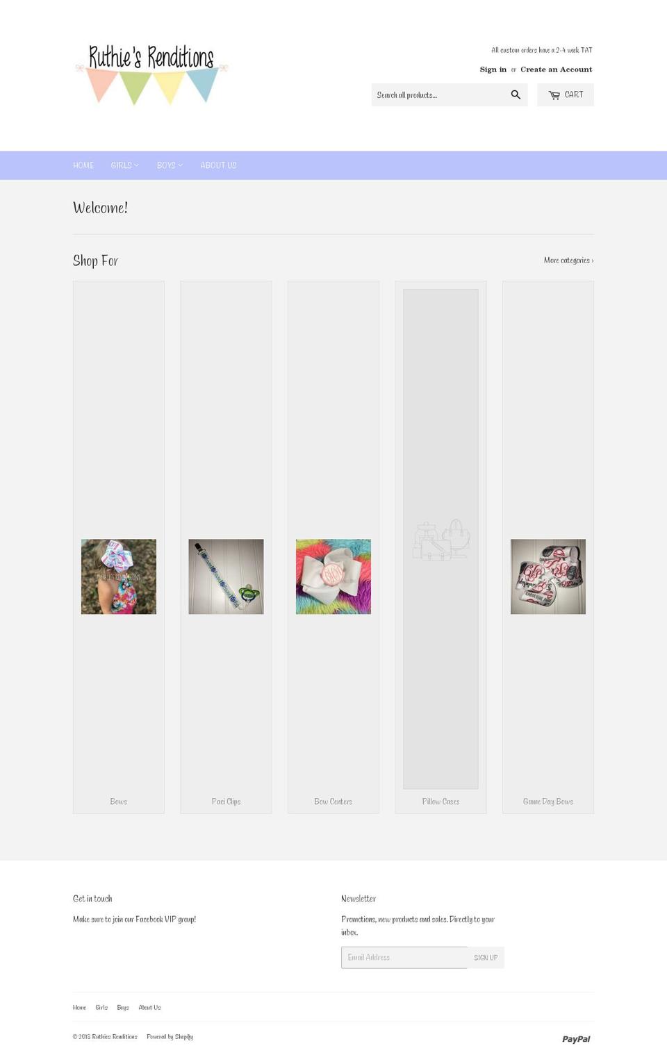 ruthiesrenditions.com shopify website screenshot