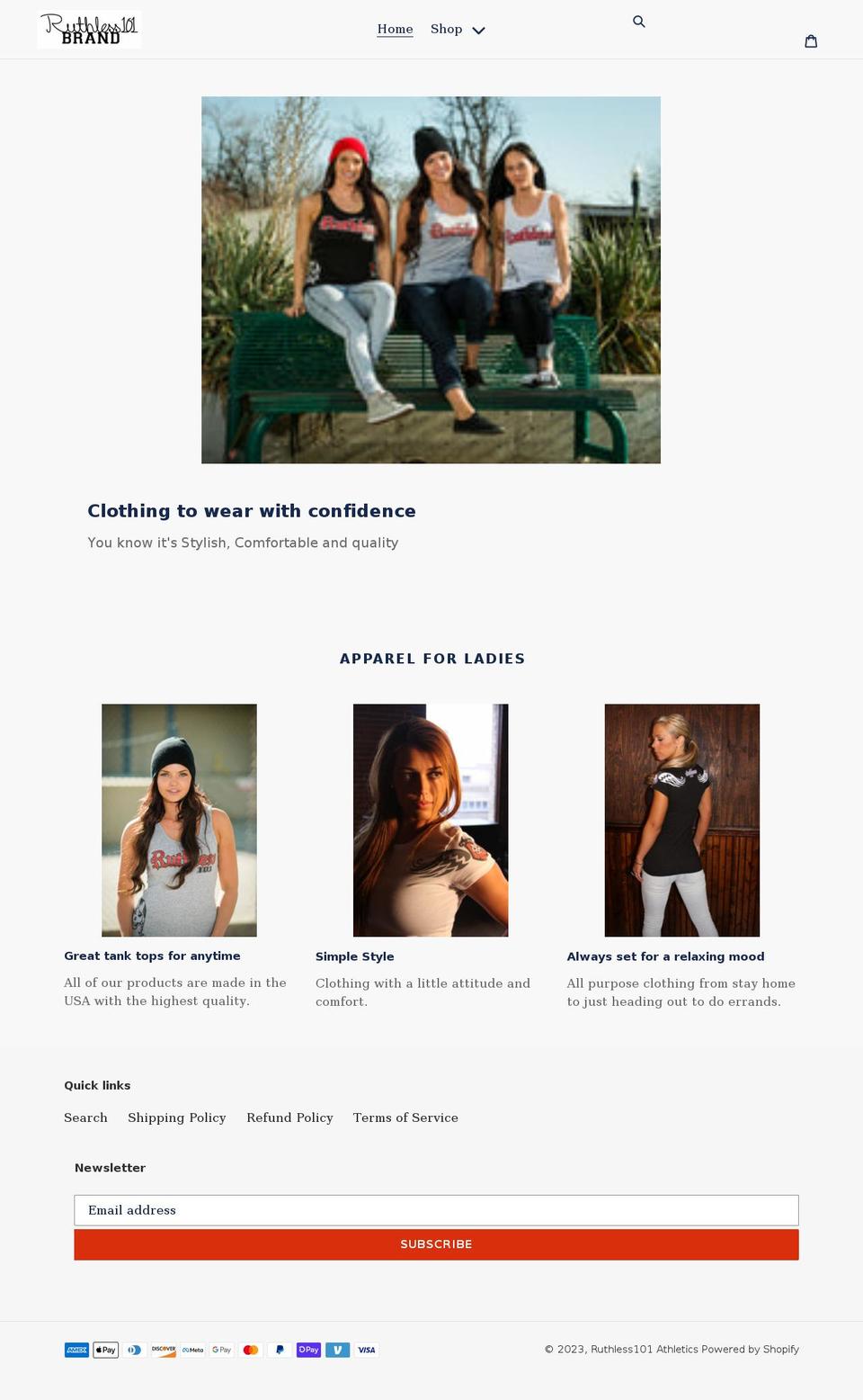 ruthless101.com shopify website screenshot