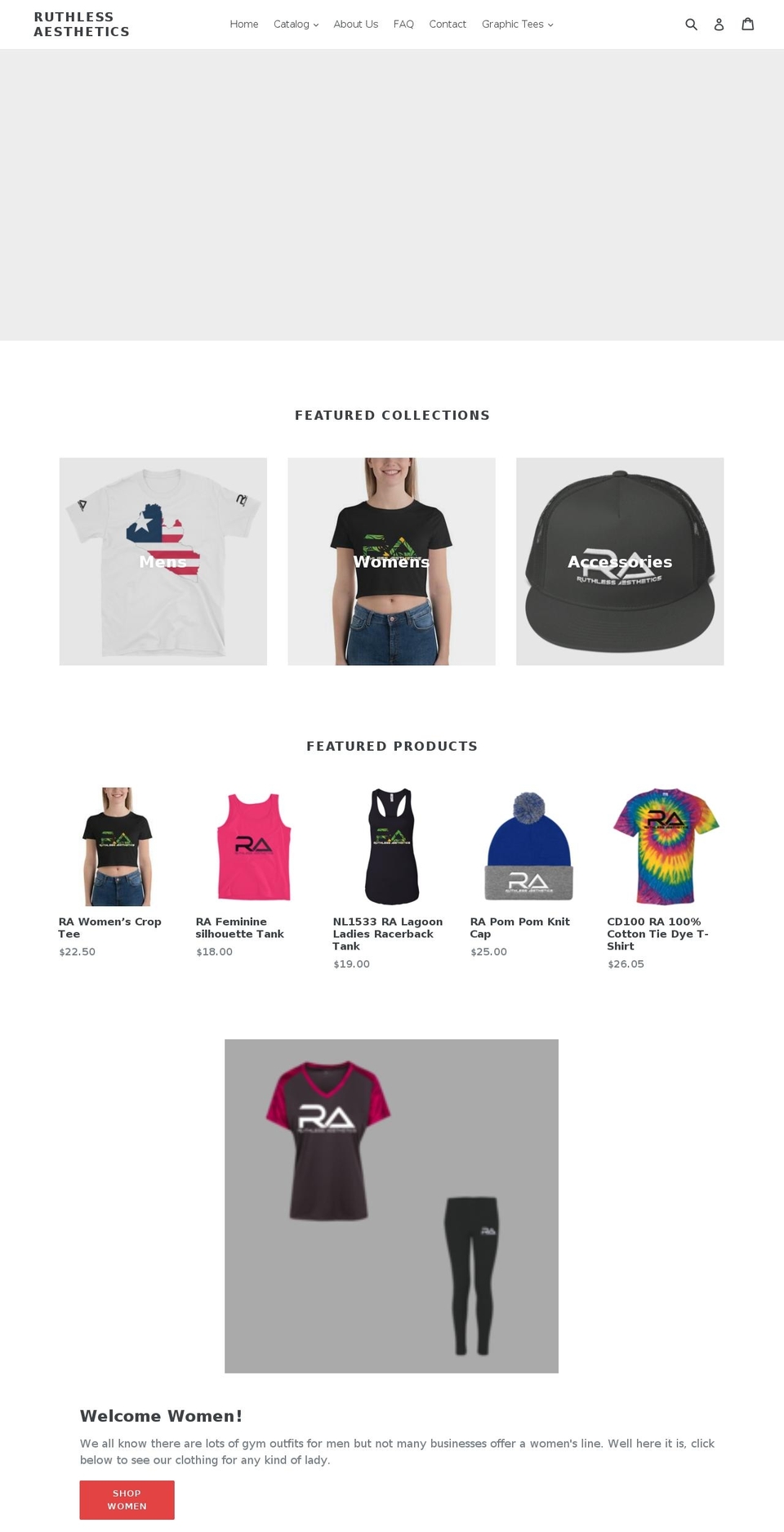 ruthlessaesthetics.com — Shopify storefront screenshot