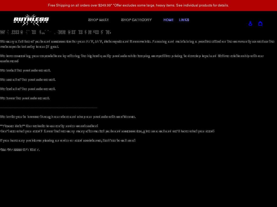 ruthlessmotorsports.com shopify website screenshot