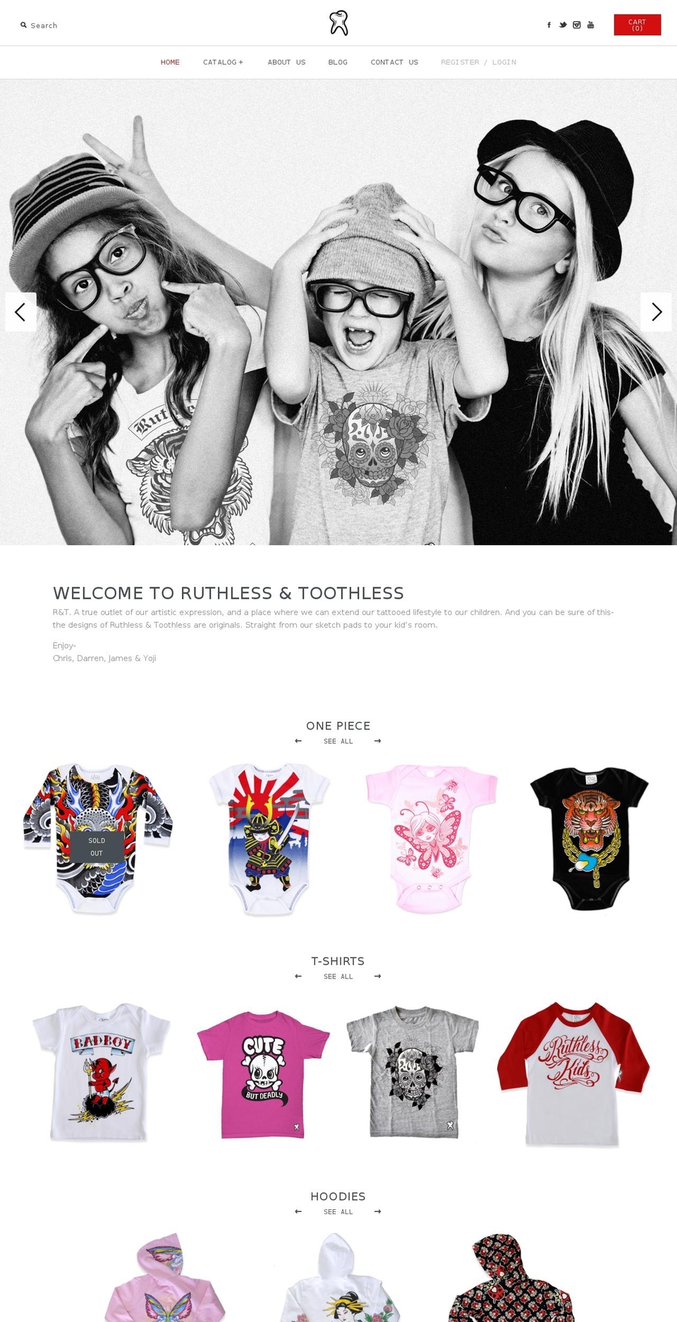 ruthlesstoothless.com shopify website screenshot