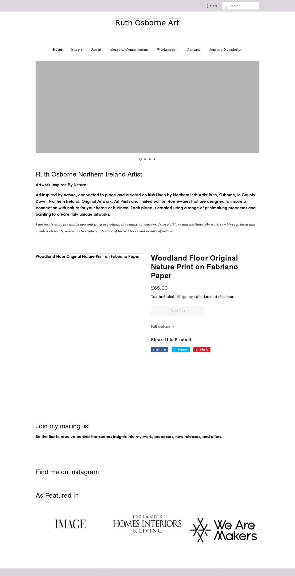 ruthosborneart.com shopify website screenshot