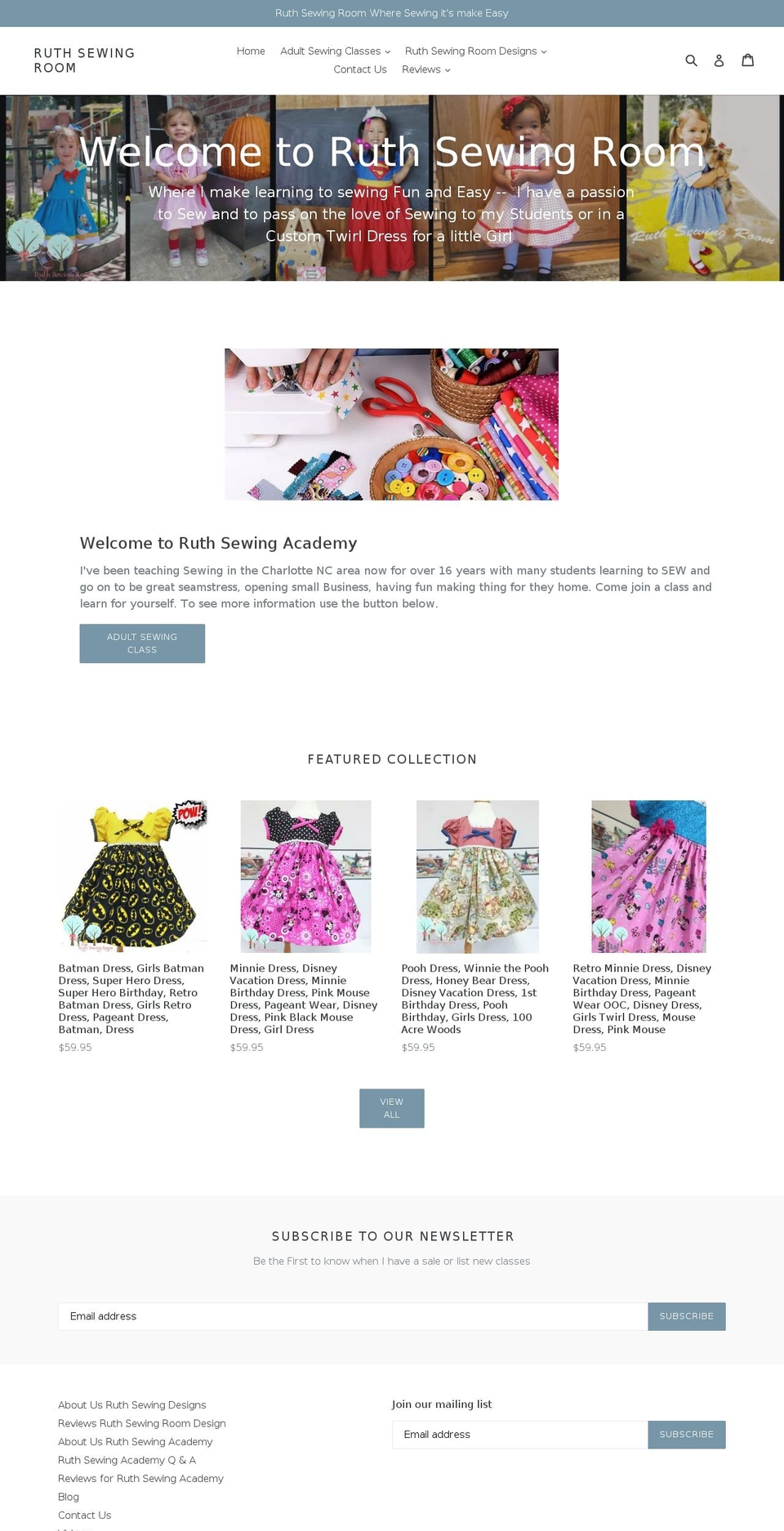 ruthsewingroom.com — Shopify storefront screenshot