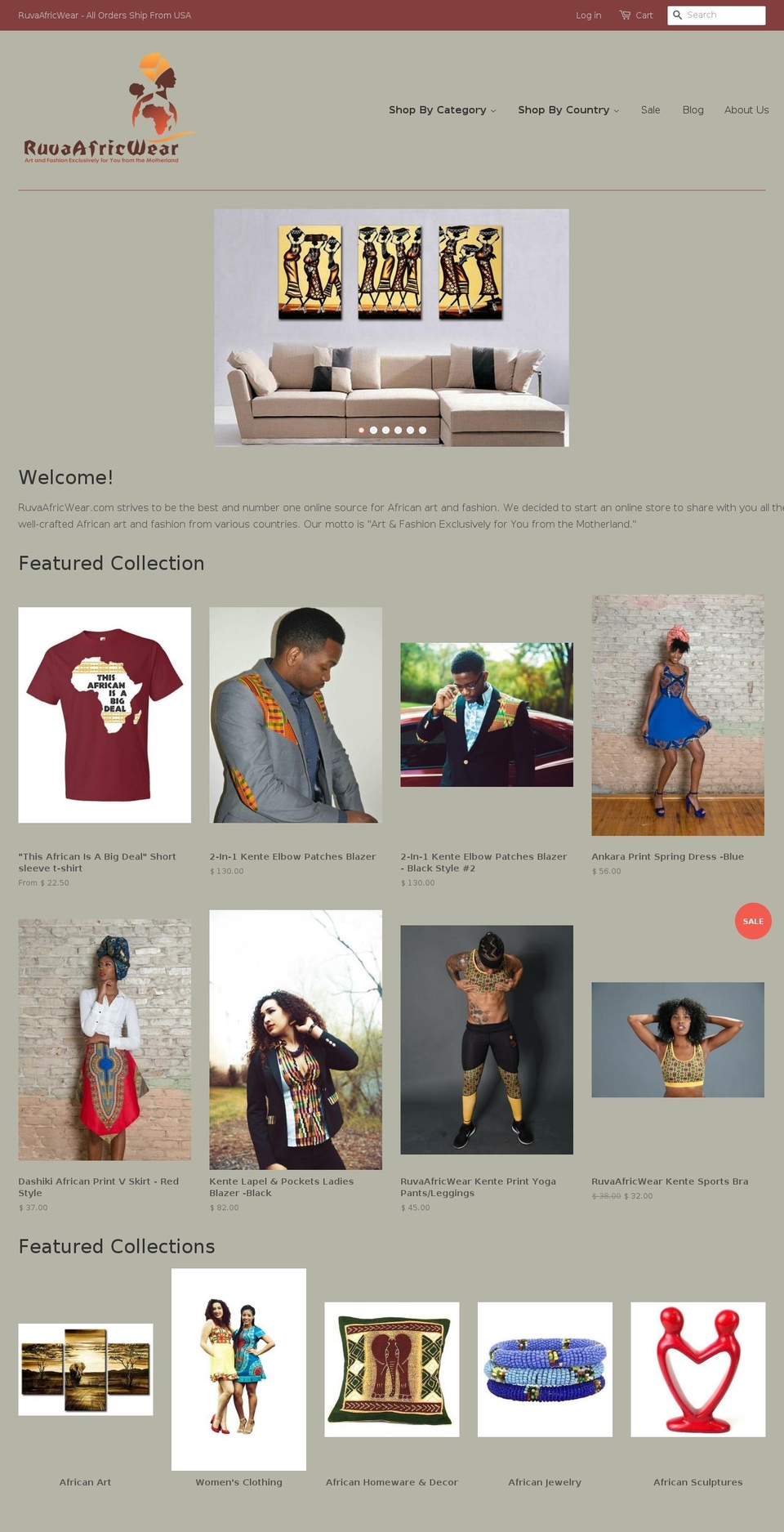 ruvaafricwear.com shopify website screenshot