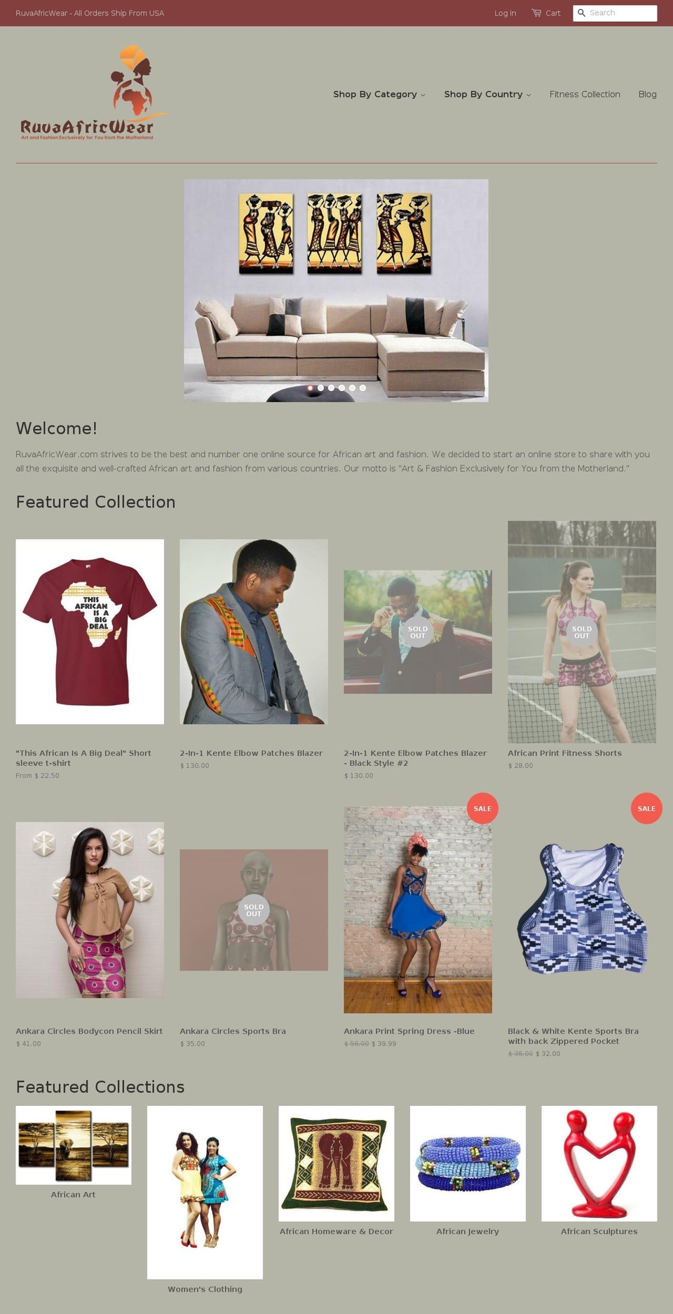 ruvaafricwear.us shopify website screenshot