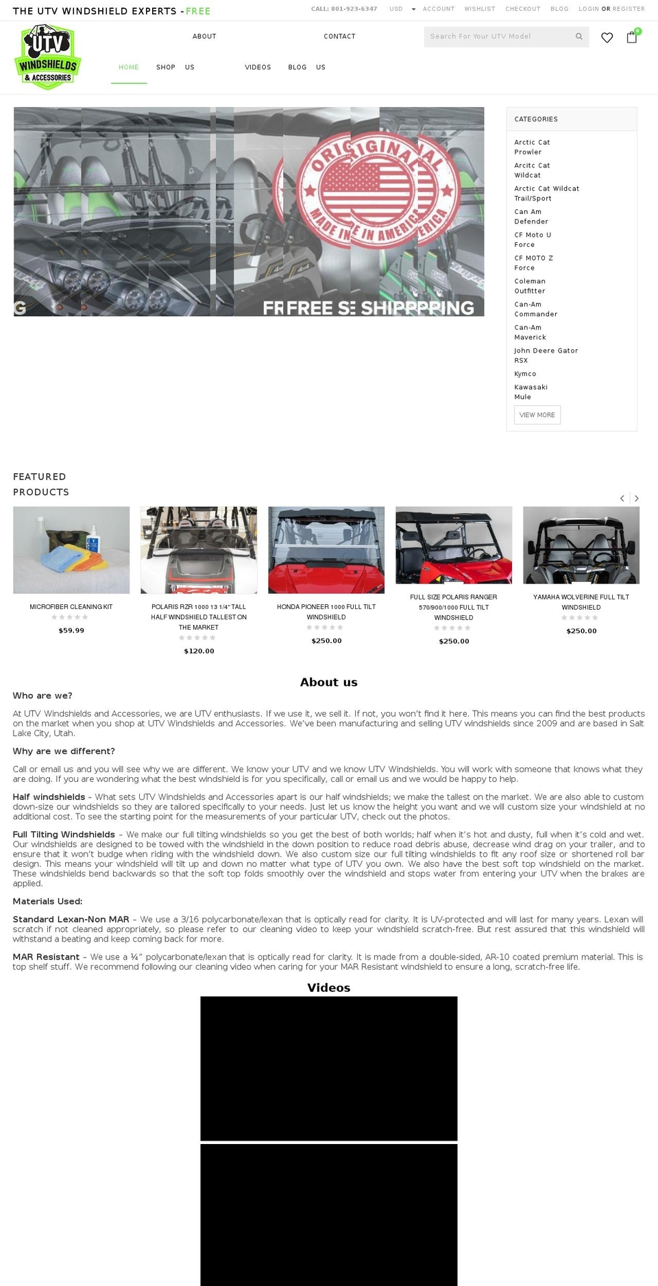 UTV THEME Shopify theme site example ruvwindshieldsandaccessories.com