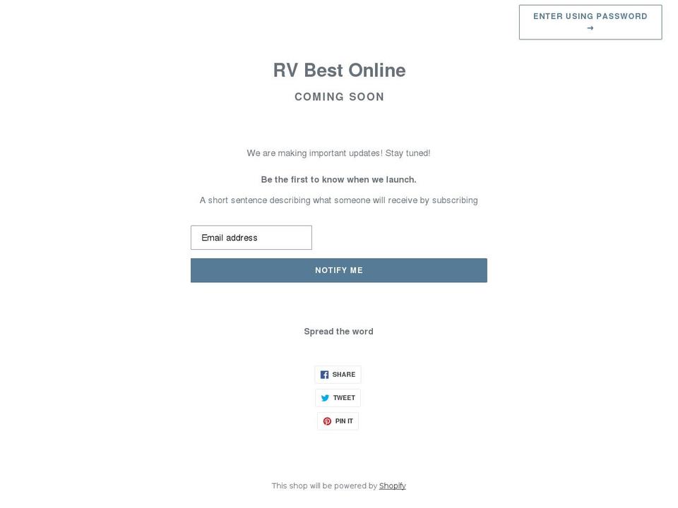 rvbestonline.com — Shopify storefront screenshot