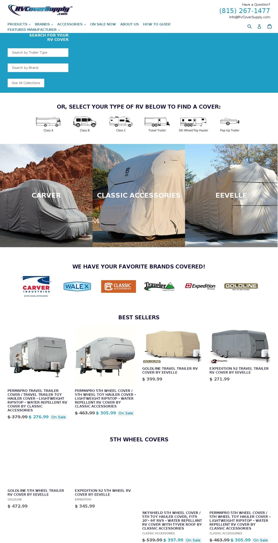 rvcoversupply.com shopify website screenshot