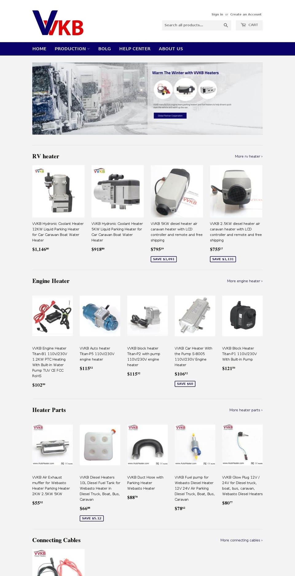 rvheater.com shopify website screenshot