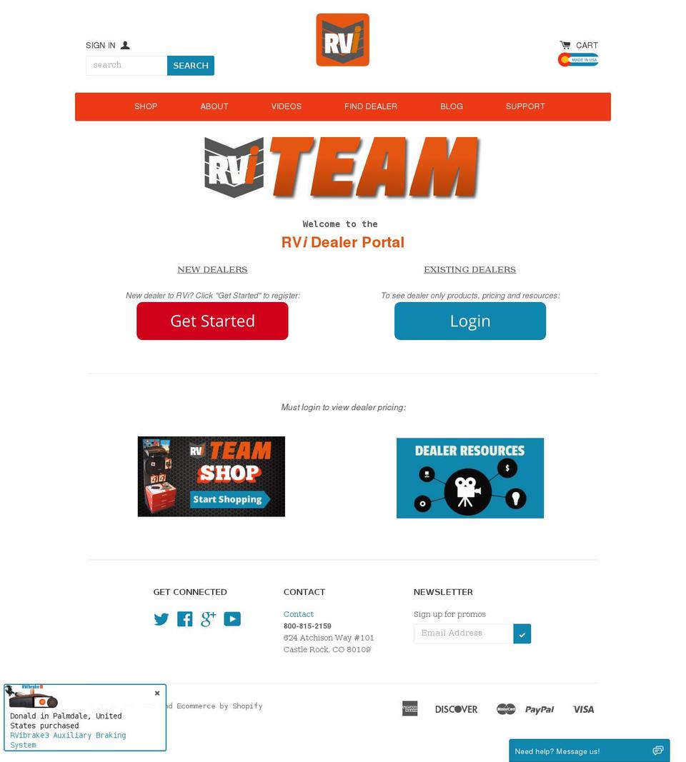 rvibrakedealer.com — Shopify storefront screenshot