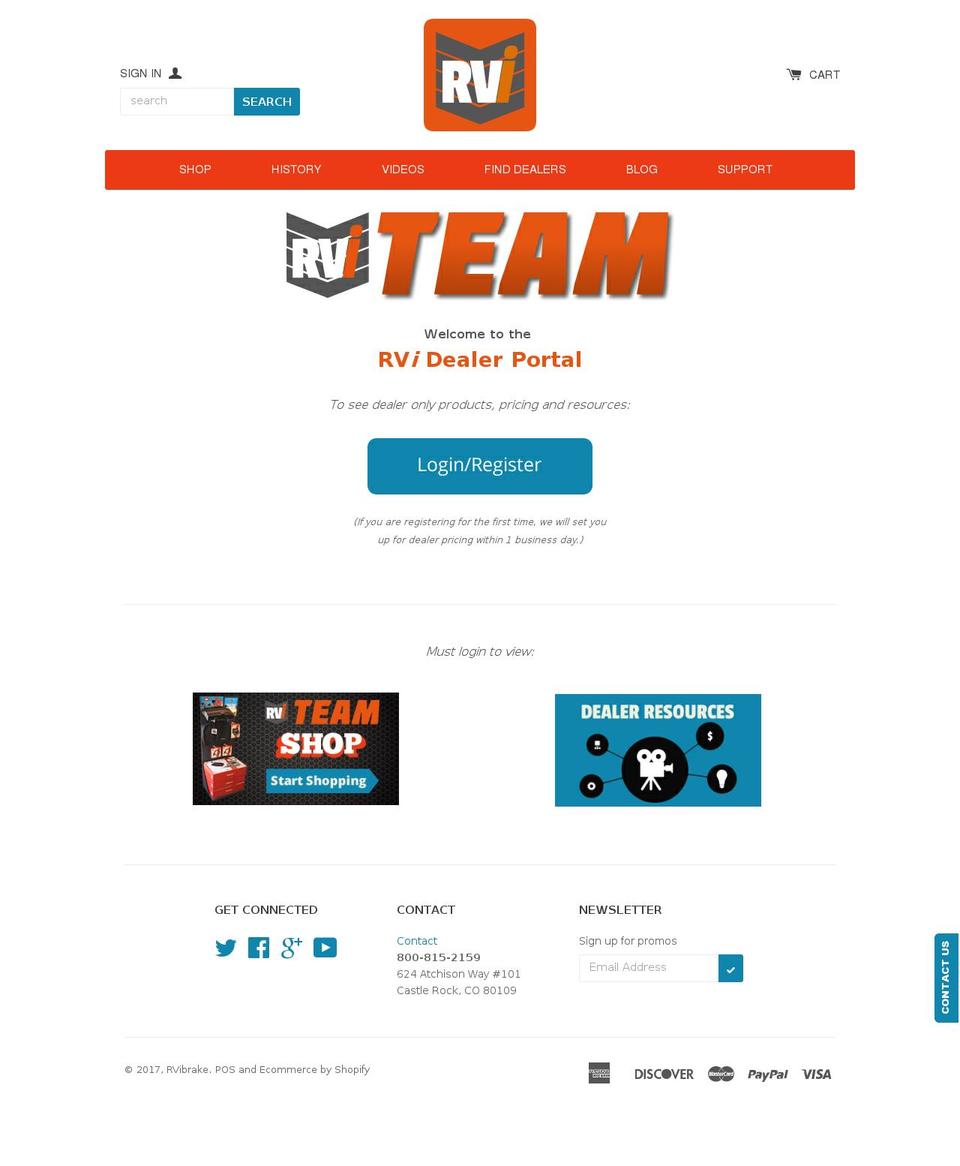 rvibraketeam.com shopify website screenshot
