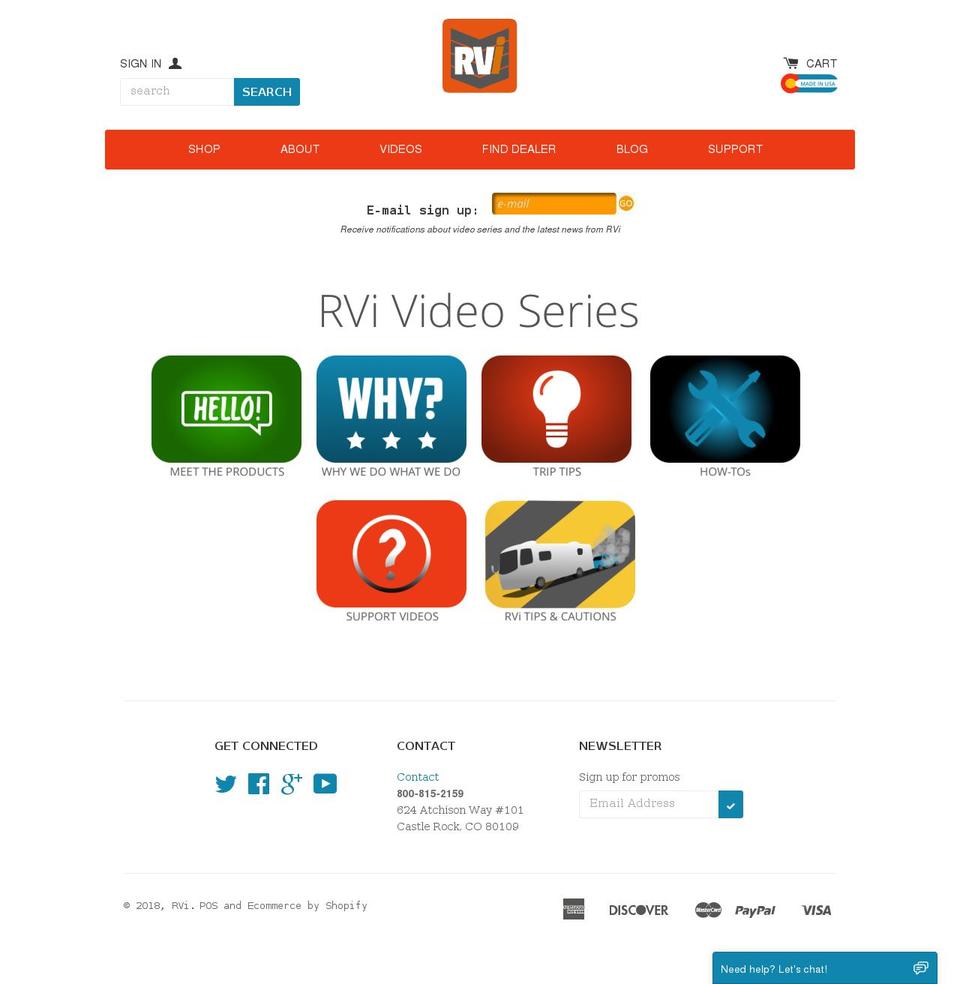 rvivideo.com — Shopify storefront screenshot