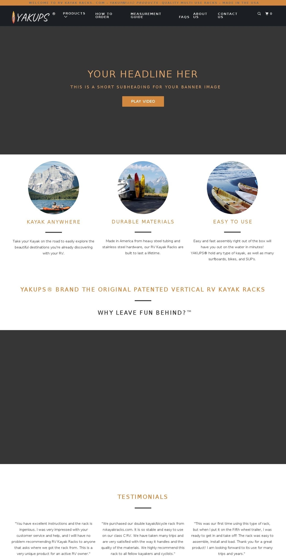 Edited Parallax Shopify theme site example rvkayakracks.com