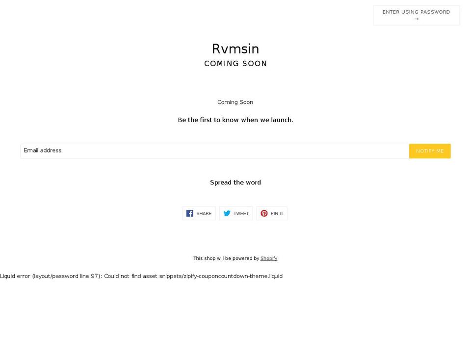 rvmsin.com shopify website screenshot