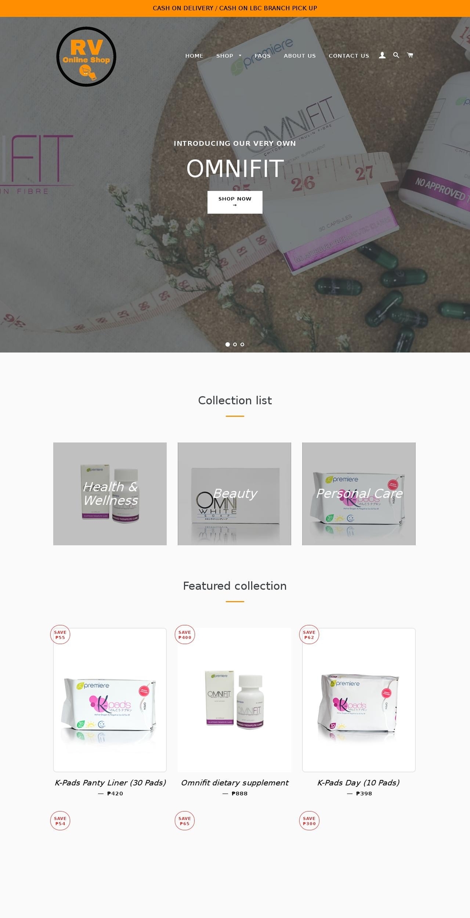 rvonlineshop.com — Shopify storefront screenshot