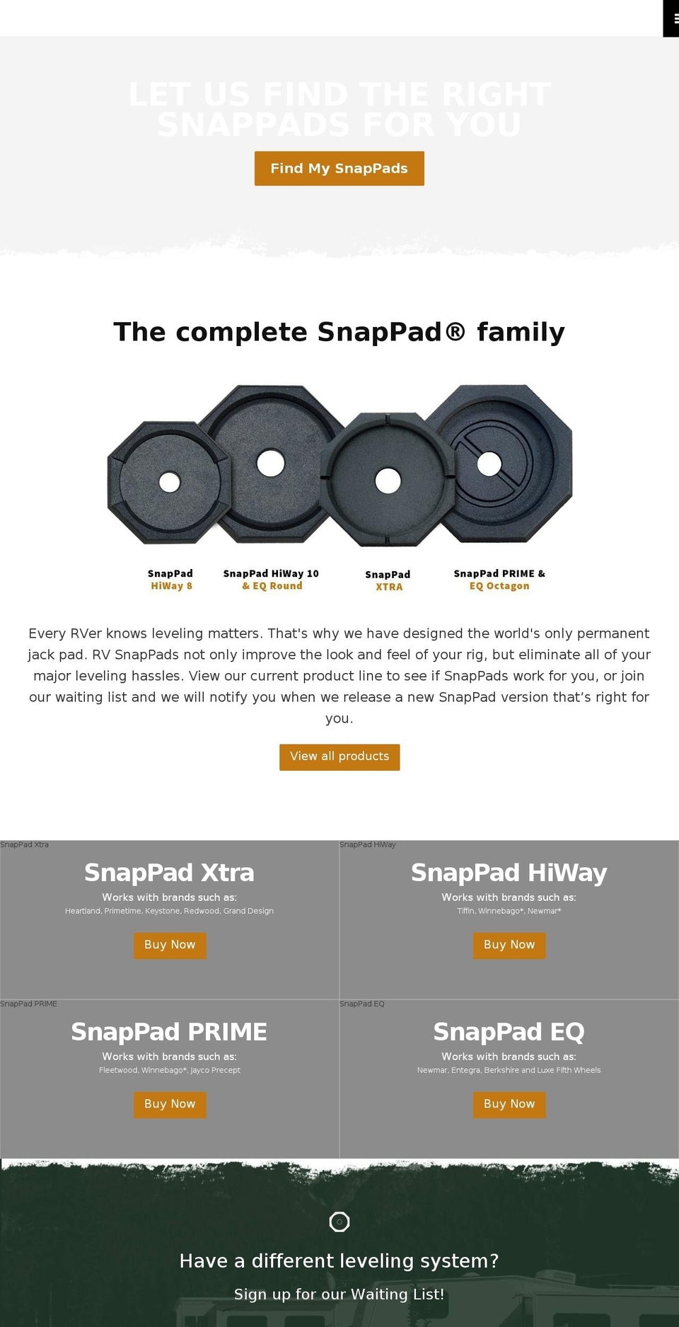 [EH] Dec 4 SnapPad Jumpstart Shopify theme site example rvsnappaders.com