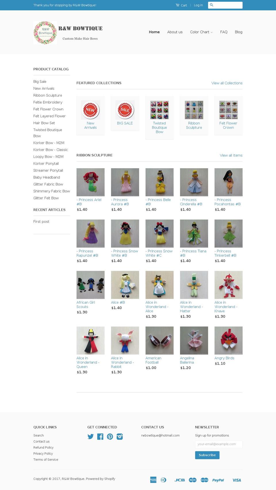 rwbowtique.com shopify website screenshot