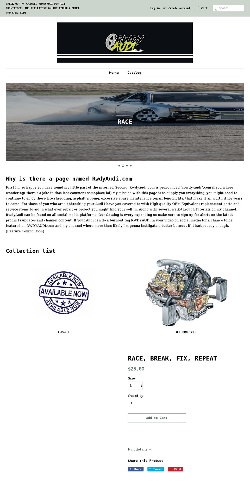 rwdyaudi.com shopify website screenshot