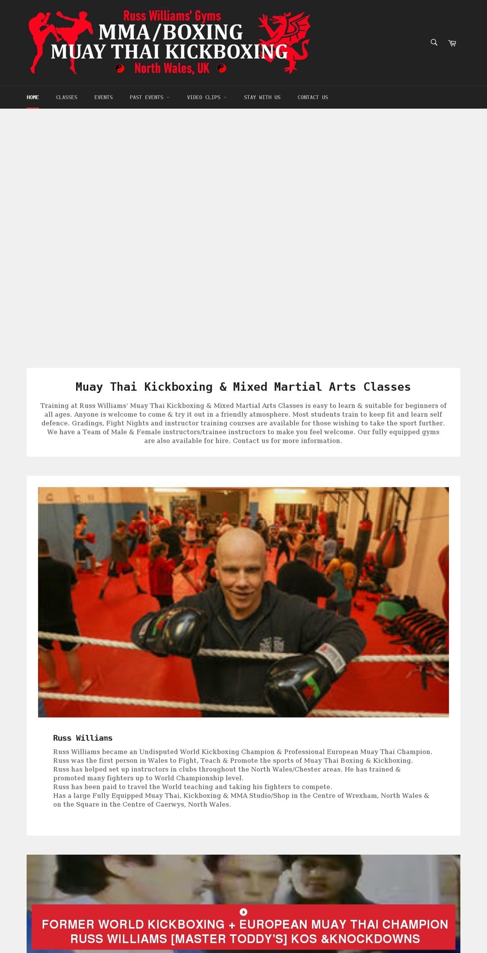rwkickboxing.co.uk shopify website screenshot