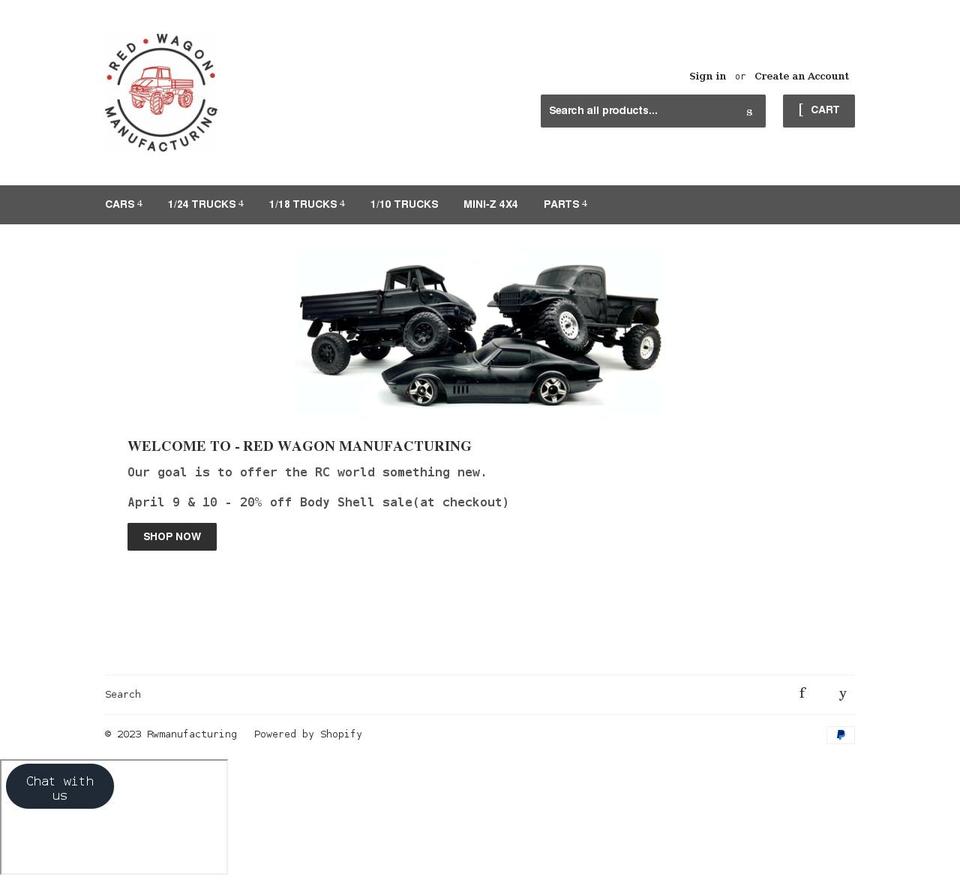 rwmanufacturing.com shopify website screenshot