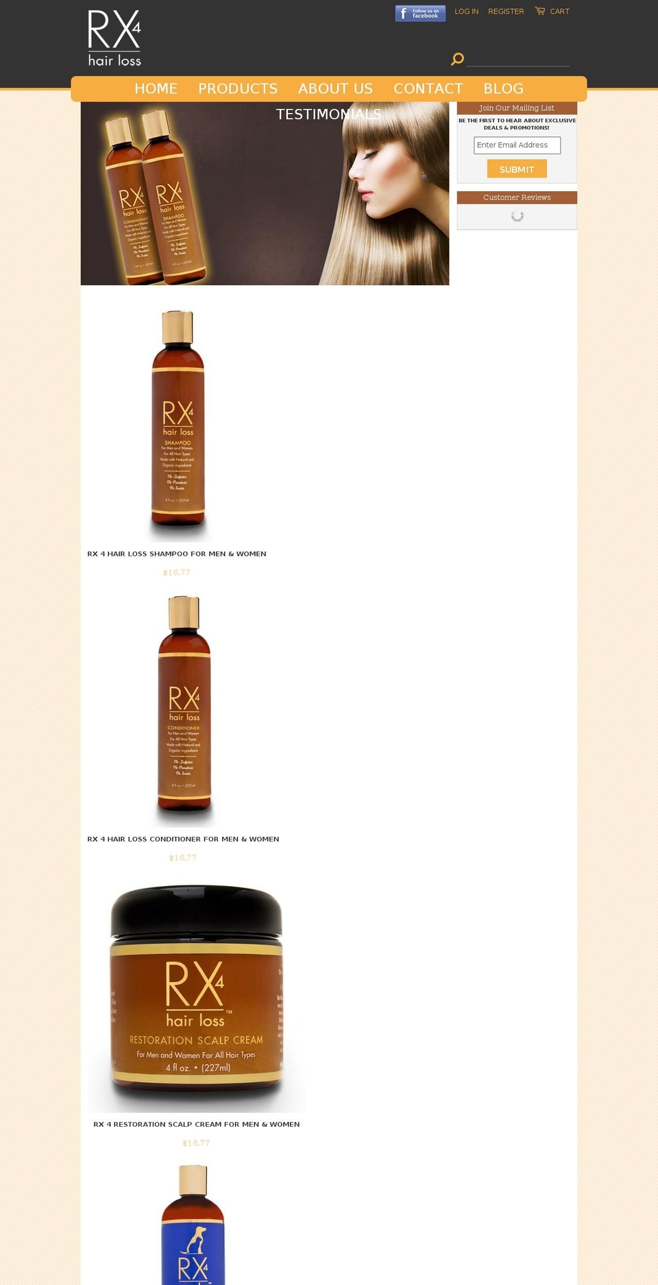 rx4hairloss.com shopify website screenshot