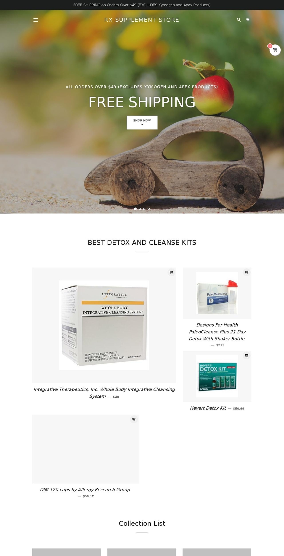 rxsupplementstore.com — Shopify storefront screenshot
