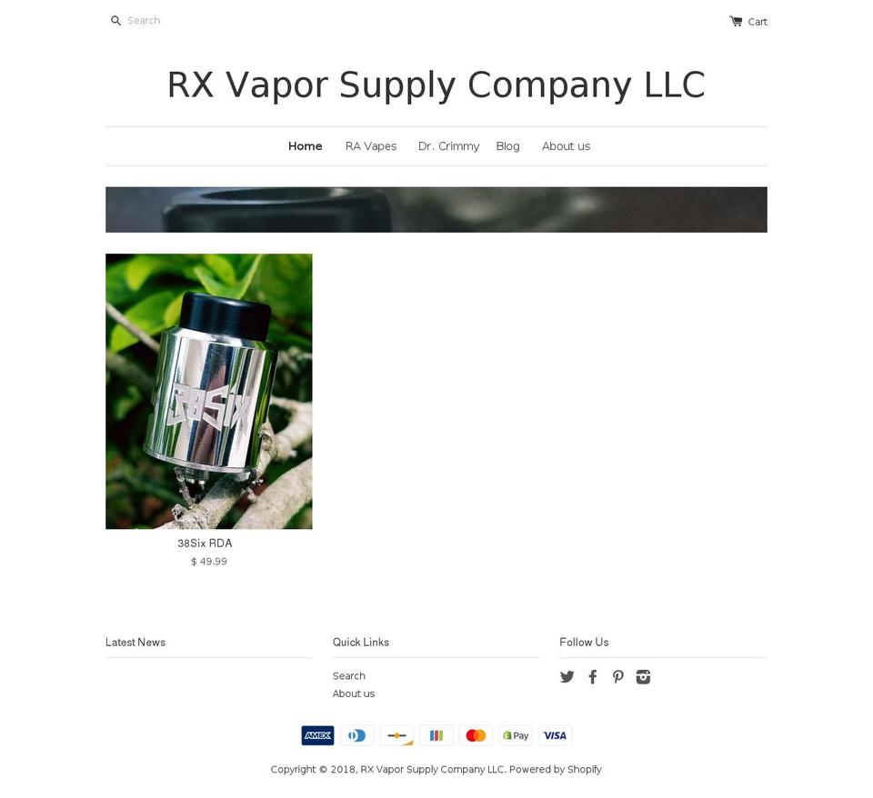 rxvaporsupply.com shopify website screenshot