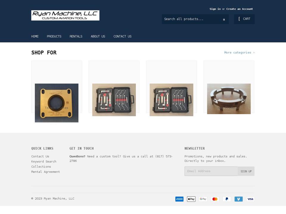 ryanaircrafttools.com shopify website screenshot