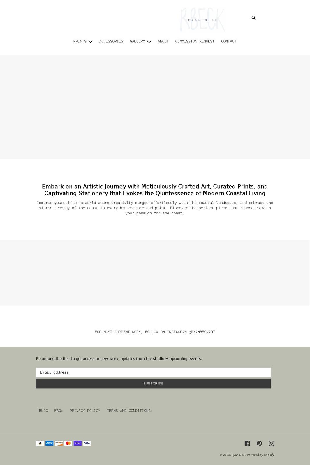 ryanbeckartwork.com shopify website screenshot