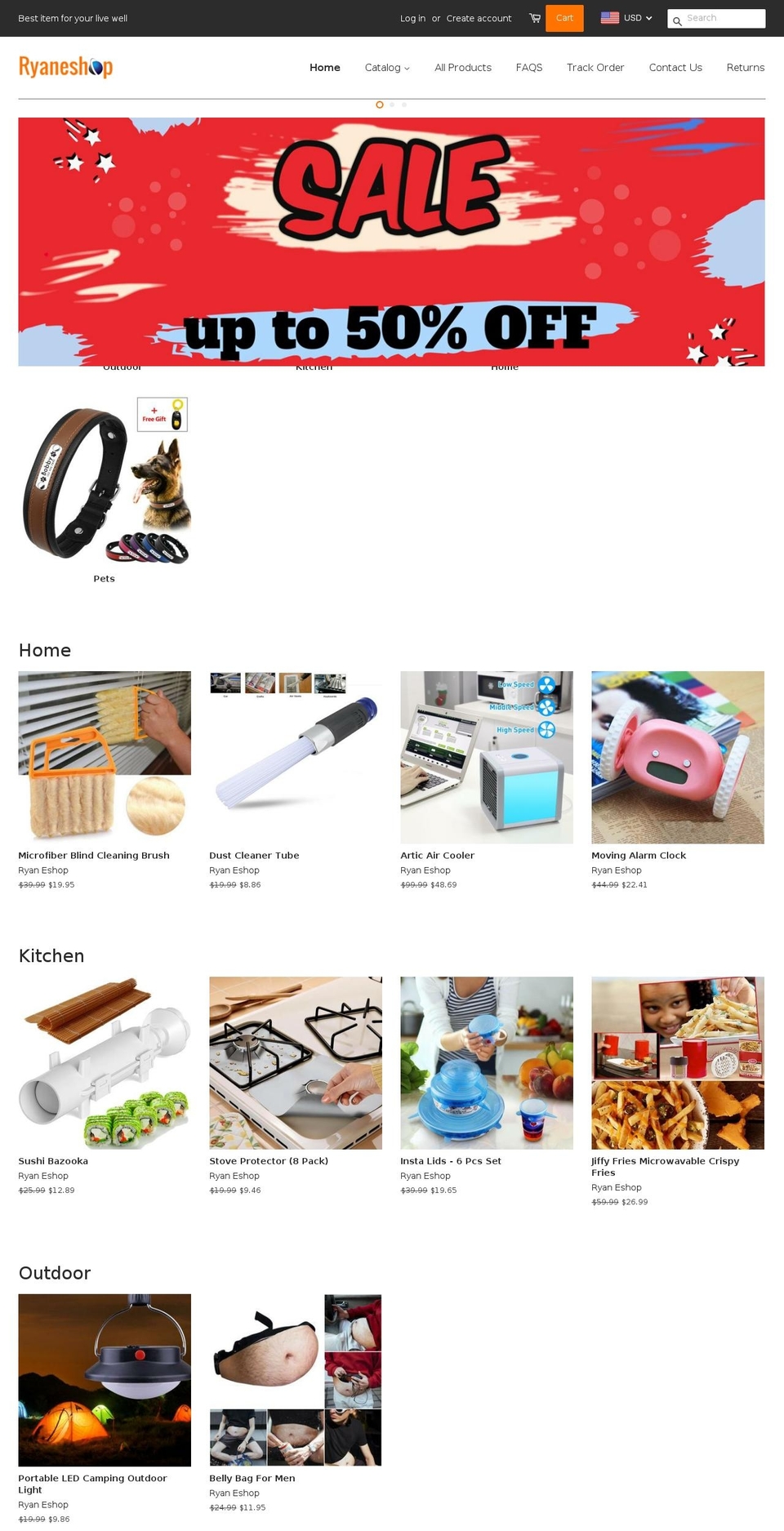 ryaneshop.com shopify website screenshot